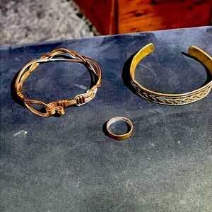 Vintage copper bracelets and ring bundle